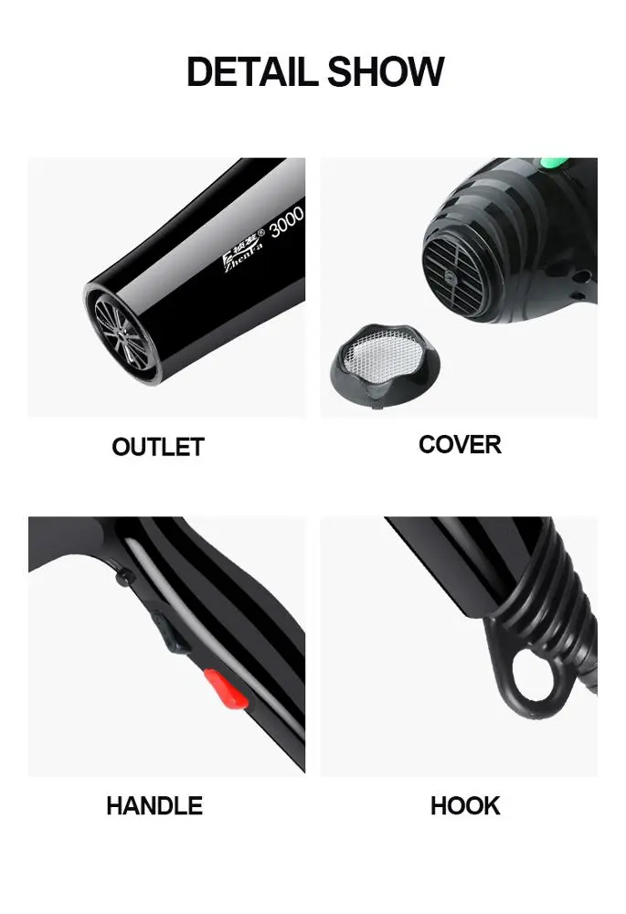 Hair Dryer Blower ZF-3000_Detail Show.webp