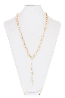 [0502335M-POS-ECO] Multi Beads Cross Necklace